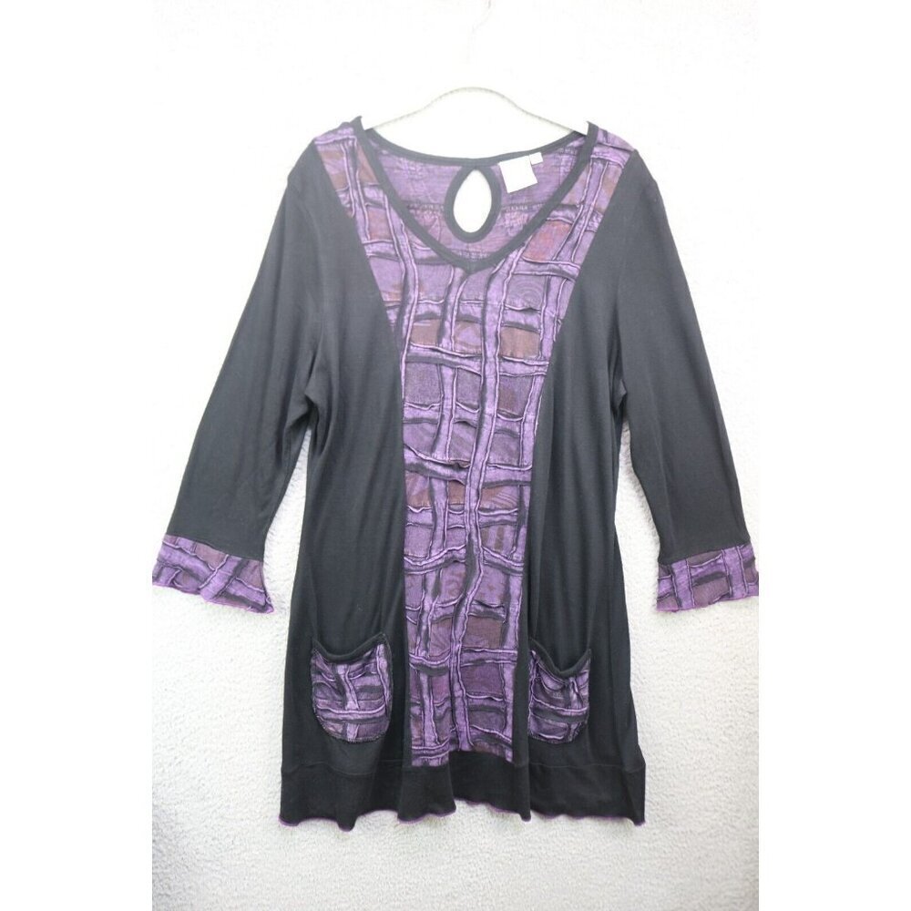 Parsley & Sage Purple and Black 3/4 Sleeve Dress-Size‎ Large-BOHO-Whimsigoth